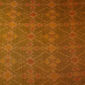 Orange - Multicolor - Handloom Raw Silk Pochampally Ika Fabric 10