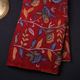 Red Chanderi Silk Srikalahasti Pen Kalamkari Fabric