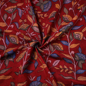 Red Chanderi Silk Srikalahasti Pen Kalamkari Fabric