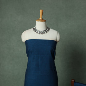Blue - Dharwad Cotton 3pc Unstitched Dress Material Suit Set with Woven Thread Border 01