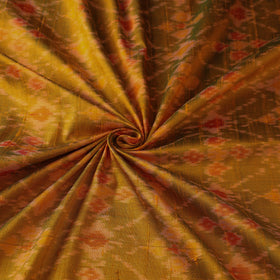 Orange - Multicolor - Handloom Raw Silk Pochampally Ika Fabric 10