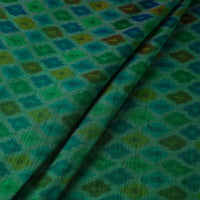 Green - Pochampally Ikat Weave Handloom Pure Raw Silk Fabric 11