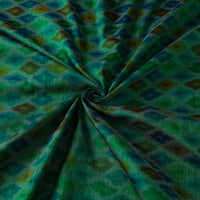 Green - Pochampally Ikat Weave Handloom Pure Raw Silk Fabric 11