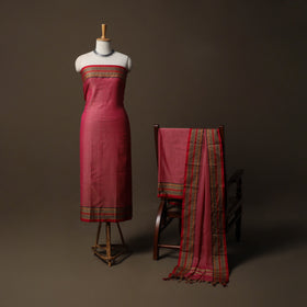 Dharwad Mercerised Cotton 3pc Unstitched Dress Material Suit Set with Woven Border 60