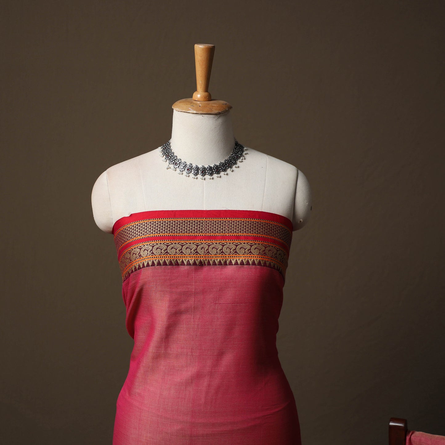 Dharwad Mercerised Cotton 3pc Unstitched Dress Material Suit Set with Woven Border 60