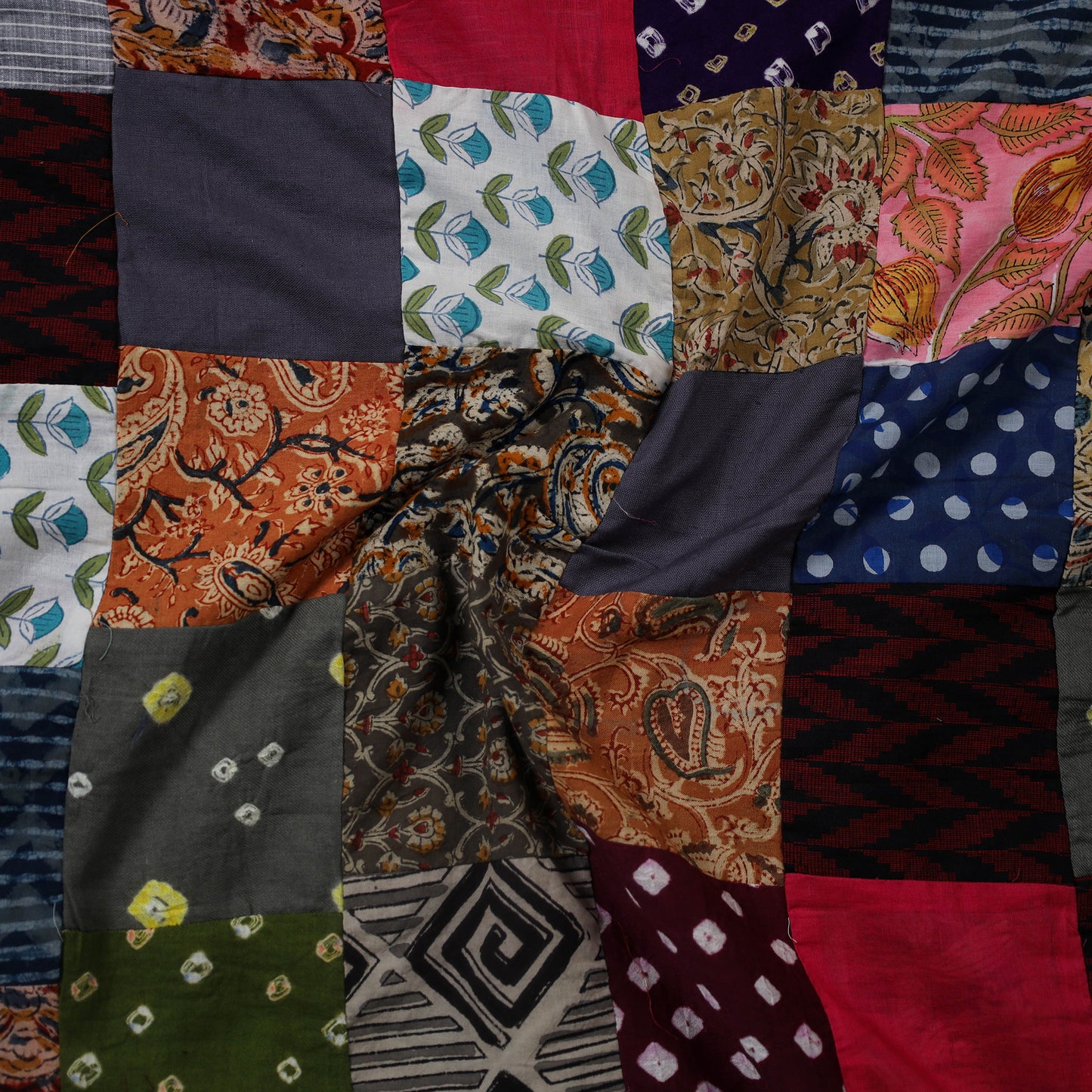 Multicolor - hand-stitched mosaic cotton unstitched kurta