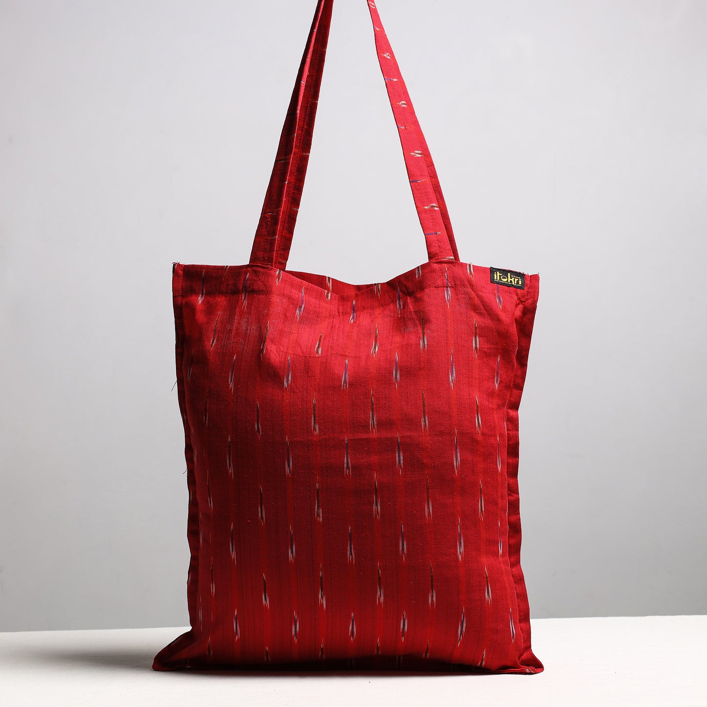 Red - Handcrafted Pochampally Ikat Weave Cotton Jhola Bag