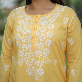 Buy Chikankari Hand Embroidered Cotton Long Kurta for Women