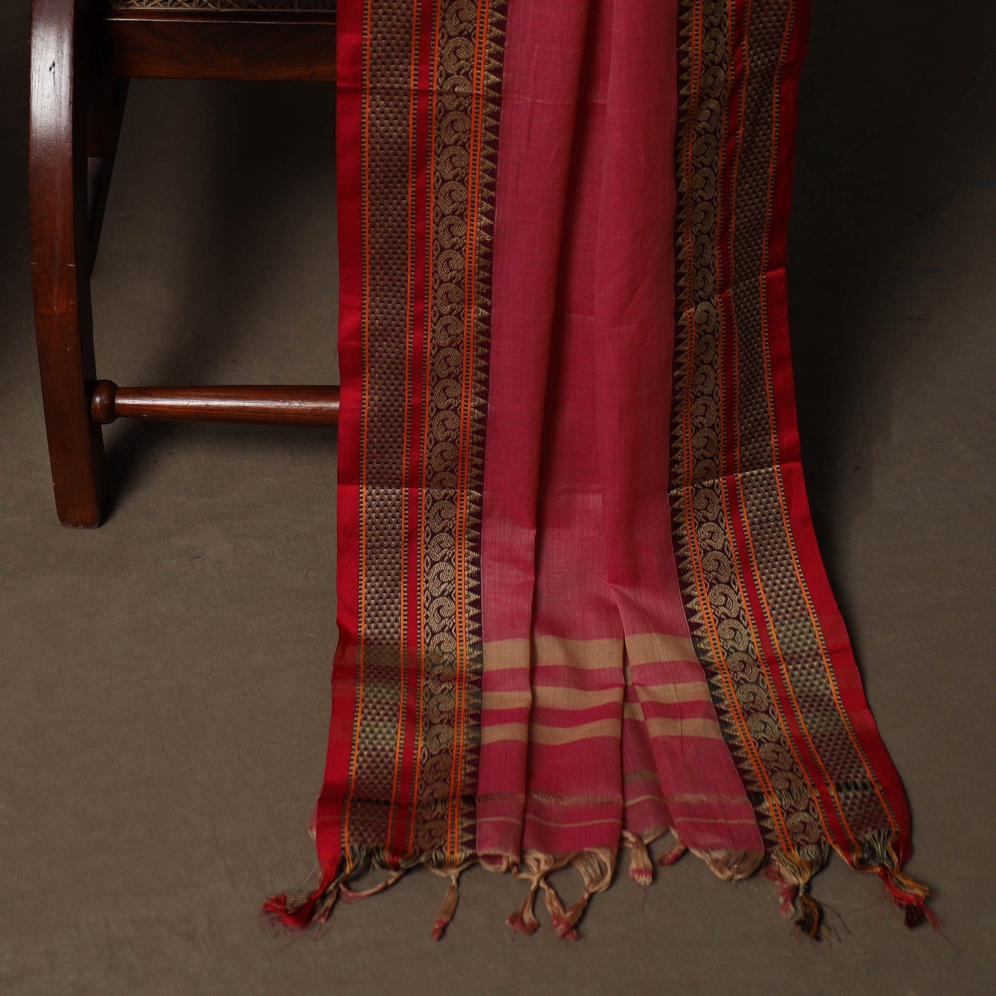 Dharwad Mercerised Cotton 3pc Unstitched Dress Material Suit Set with Woven Border 60