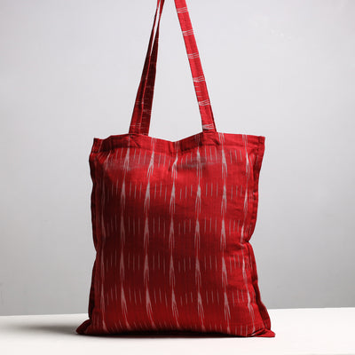 Red - Handcrafted Pochampally Ikat Weave Cotton Jhola Bag