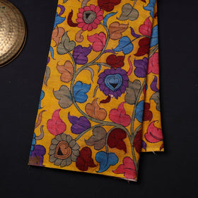 Yellow Chanderi Silk Srikalahasti Pen Kalamkari Fabric