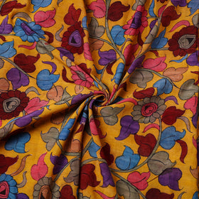 Yellow Chanderi Silk Srikalahasti Pen Kalamkari Fabric