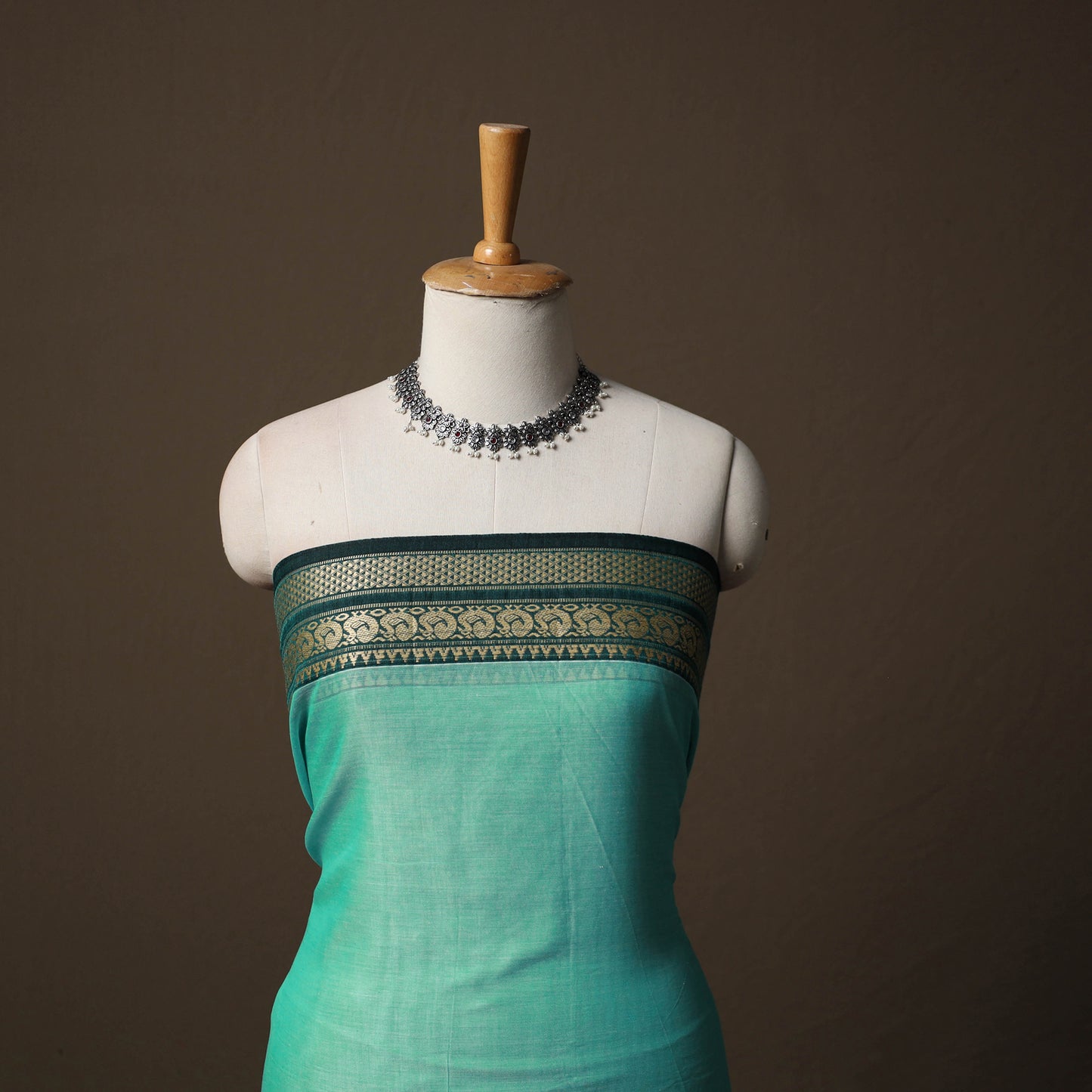Dharwad Mercerised Cotton 3pc Unstitched Dress Material Suit Set with Woven Border 61