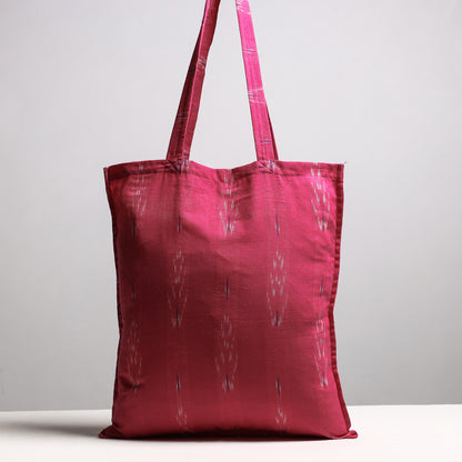 Pink - Handcrafted Pochampally Ikat Weave Cotton Jhola Bag
