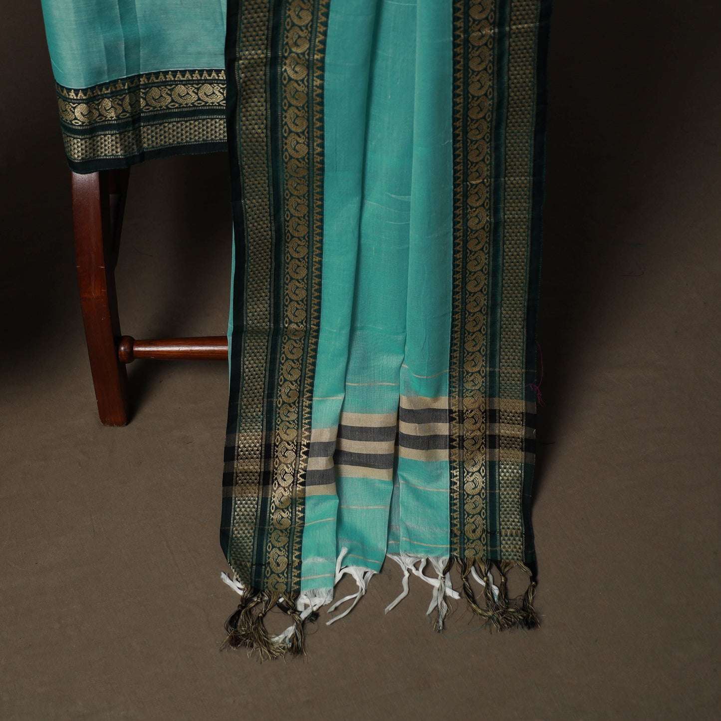 Dharwad Mercerised Cotton 3pc Unstitched Dress Material Suit Set with Woven Border 61