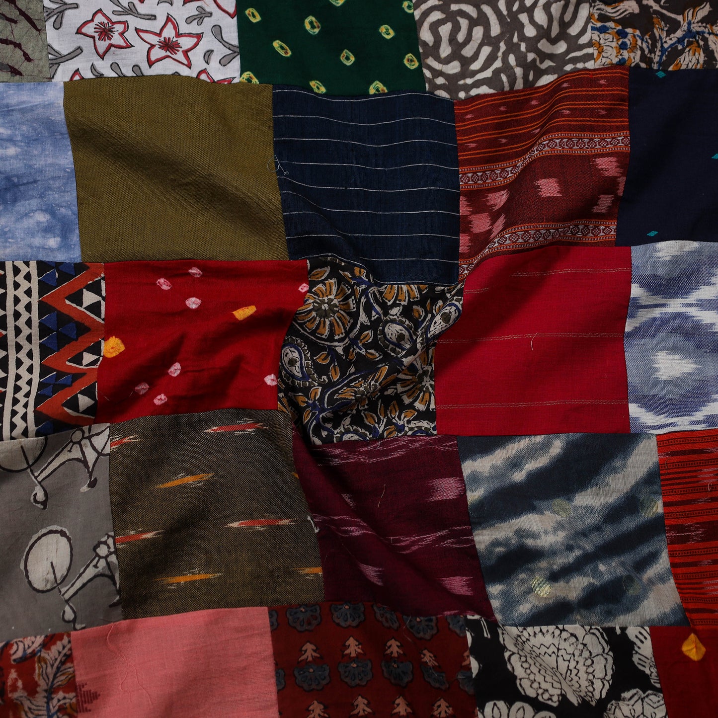 Multicolor - hand-stitched mosaic cotton unstitched kurta