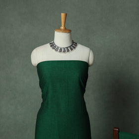 Green - Dharwad Cotton 3pc Unstitched Dress Material Suit Set with Woven Thread Border 04
