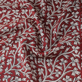  Red Authentic Bagh Print Chanderi Silk Cotton Fabric