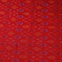 Red - Pochampally Ikat Weave Handloom Pure Raw Silk Fabric 13