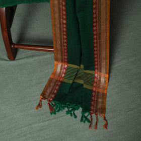 Green - Dharwad Cotton 3pc Unstitched Dress Material Suit Set with Woven Thread Border 04