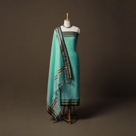 Dharwad Mercerised Cotton 3pc Unstitched Dress Material Suit Set with Woven Border 61