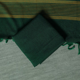 Green - Dharwad Cotton 3pc Unstitched Dress Material Suit Set with Woven Thread Border 04