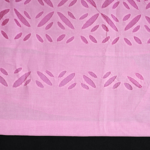 Pink - 3pc Cut Work Cotton Barmer Applique Dress Material 31