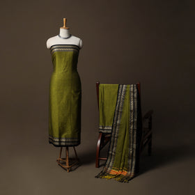 Dharwad Mercerised Cotton 3pc Unstitched Dress Material Suit Set with Woven Border 62