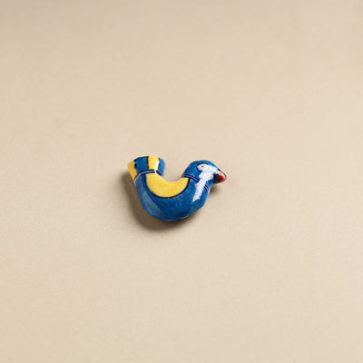 Yellow & Blue Bird - Original Blue Pottery Ceramic Fridge Magnet 02