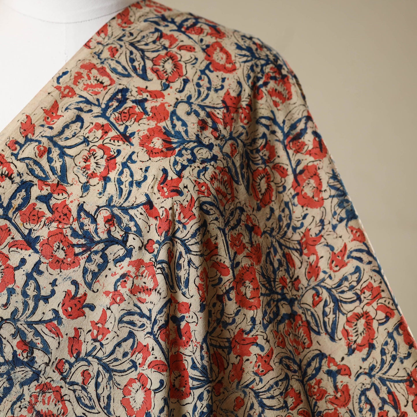 Multicolor - natural dyed cotton pedana kalamkari fabric 29