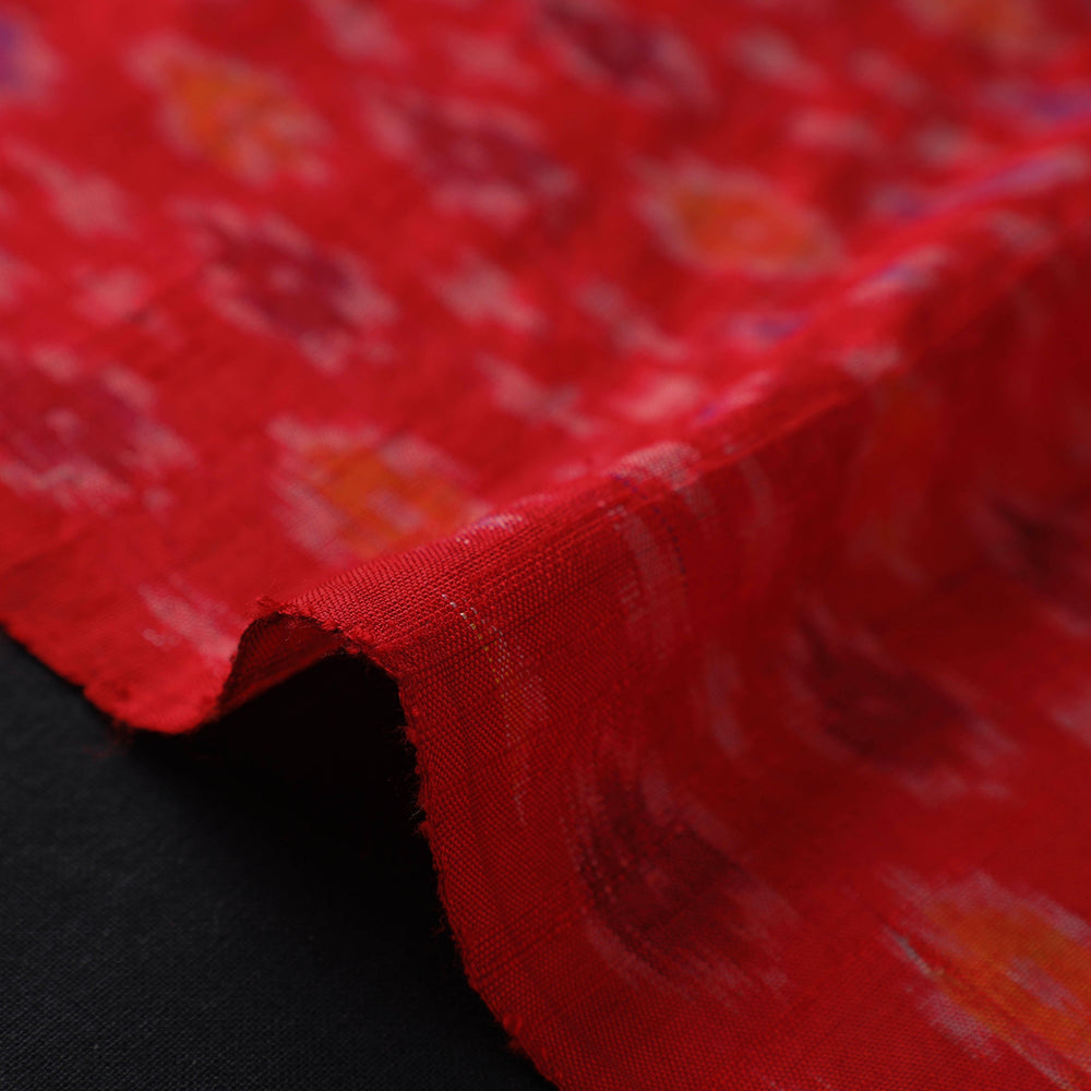 Red - Pochampally Ikat Weave Handloom Pure Raw Silk Fabric 13