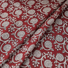 Red Authentic Bagh Print Chanderi Silk Cotton Fabric
