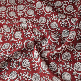 Red Authentic Bagh Print Chanderi Silk Cotton Fabric