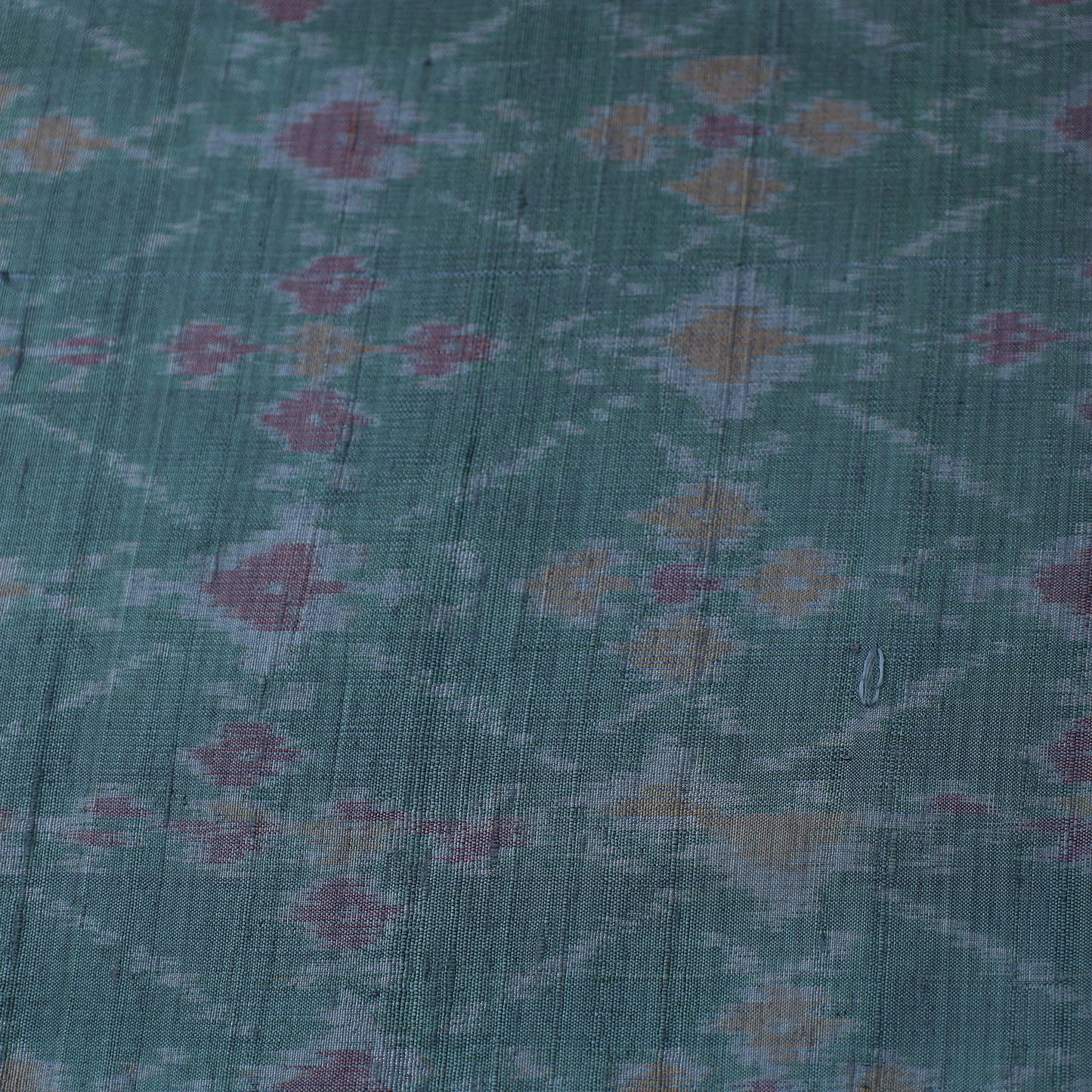 Green - Pochampally Ikat Weave Handloom Pure Raw Silk Fabric 14