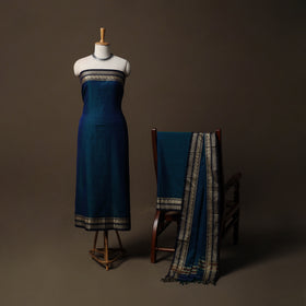 Dharwad Mercerised Cotton 3pc Unstitched Dress Material Suit Set with Woven Border 63
