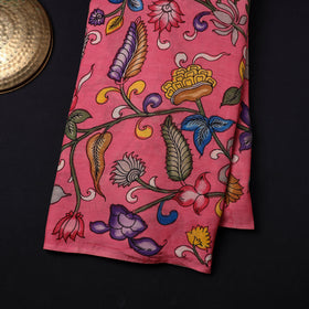 Pink Chanderi Silk Srikalahasti Pen Kalamkari Fabric
