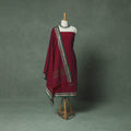 Maroon - Dharwad Cotton 3pc Unstitched Dress Material Suit Set with Woven Thread Border 05