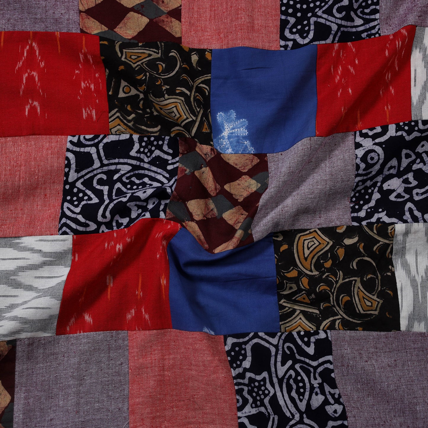 Multicolour Hand-Stitched Mosaic Cotton Kurta Material