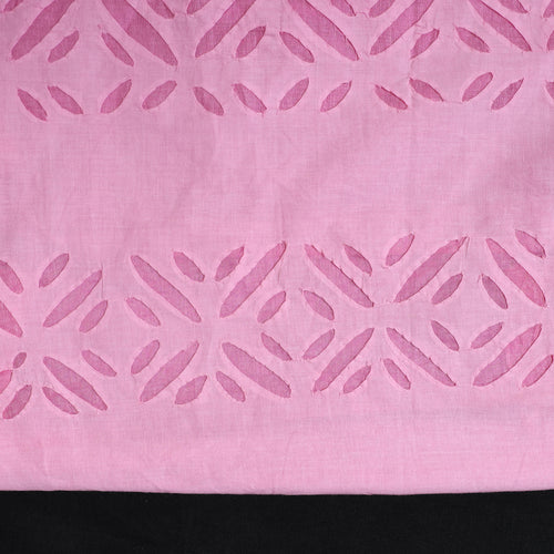 Pink - 3pc Cut Work Cotton Barmer Applique Dress Material 33