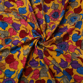 Yellow Chanderi Silk Srikalahasti Pen Kalamkari Fabric