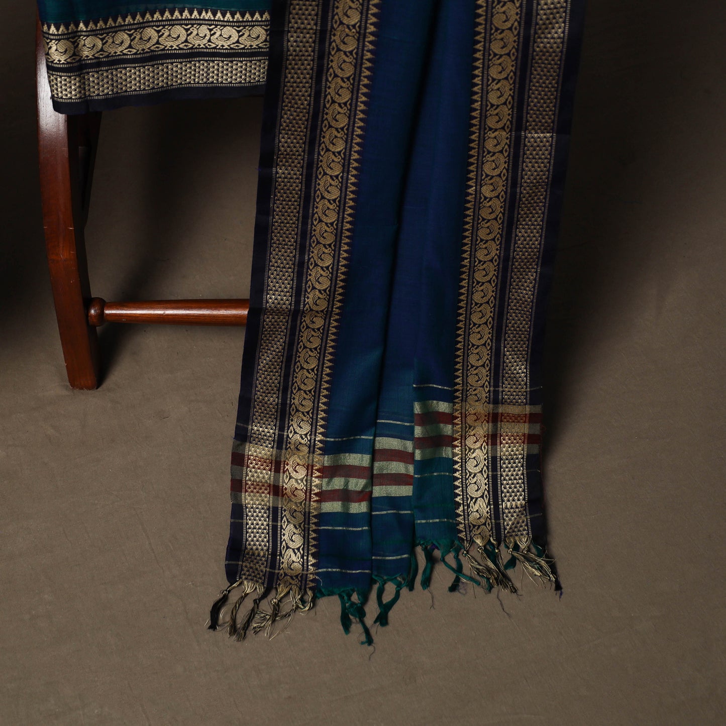 Dharwad Mercerised Cotton 3pc Unstitched Dress Material Suit Set with Woven Border 63
