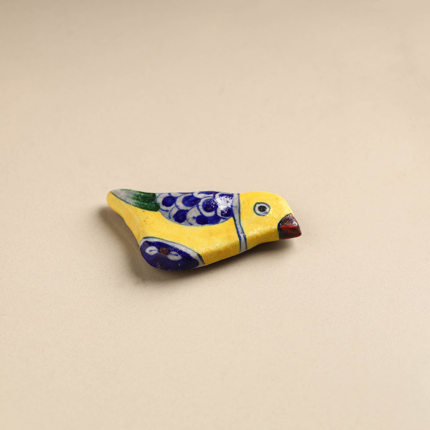 Yellow Bird - Original Blue Pottery Ceramic Fridge Magnet 07