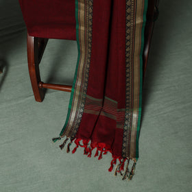 Maroon - Dharwad Cotton 3pc Unstitched Dress Material Suit Set with Woven Thread Border 06