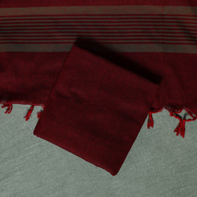 Maroon - Dharwad Cotton 3pc Unstitched Dress Material Suit Set with Woven Thread Border 06