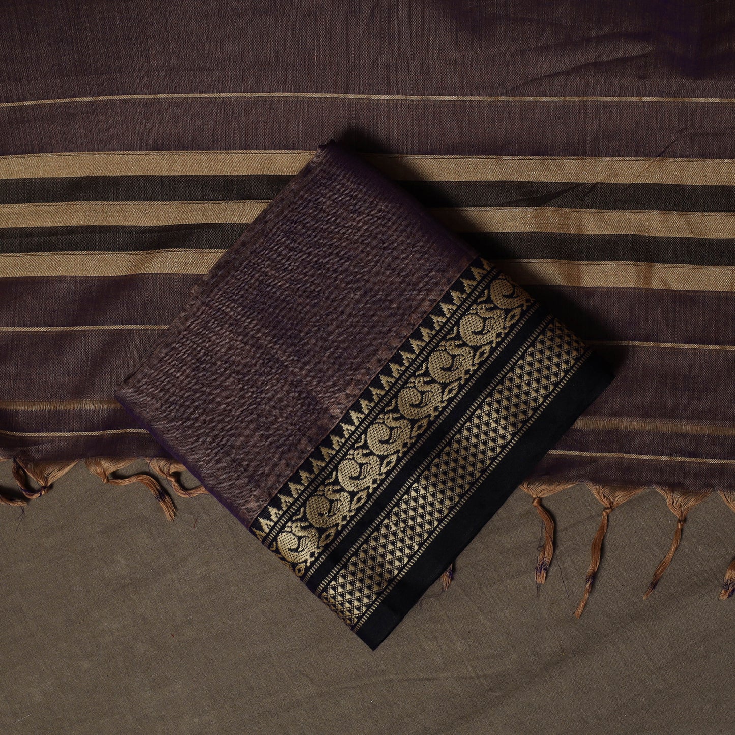 Dharwad Mercerised Cotton 3pc Unstitched Dress Material Suit Set with Woven Border 64