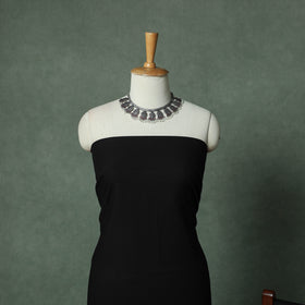Black - Dharwad Cotton 3pc Unstitched Dress Material Suit Set with Woven Thread Border 07