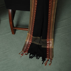 Black - Dharwad Cotton 3pc Unstitched Dress Material Suit Set with Woven Thread Border 07