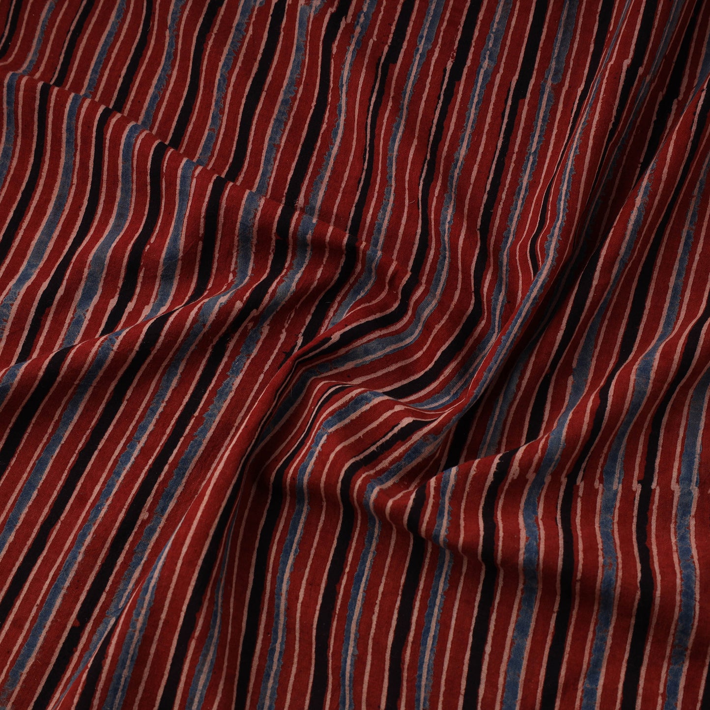 Red Natural Dyed 3 Kaam Block Print Cotton Ajrakh Fabric