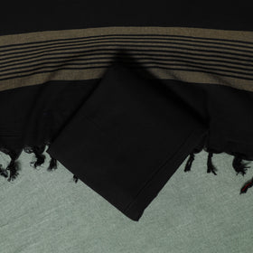 Black - Dharwad Cotton 3pc Unstitched Dress Material Suit Set with Woven Thread Border 07