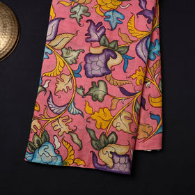 Pink Chanderi Silk Srikalahasti Pen Kalamkari Fabric